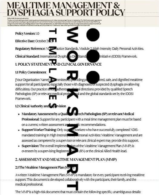 Mealtime Management & Dysphagia Support Policy document