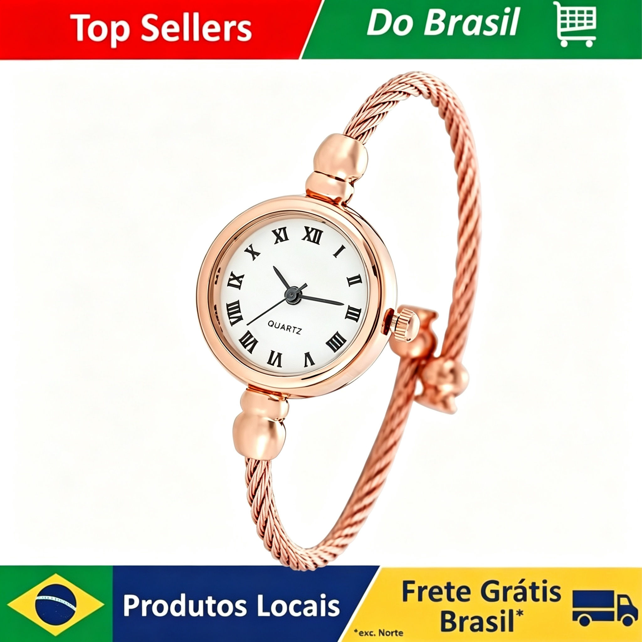Relógio de pulso feminino retrô de luxo em aço inoxidável com pulseira fina dour