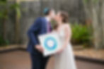 Thumbnail: Couple kissing with hand painted sea ketubah