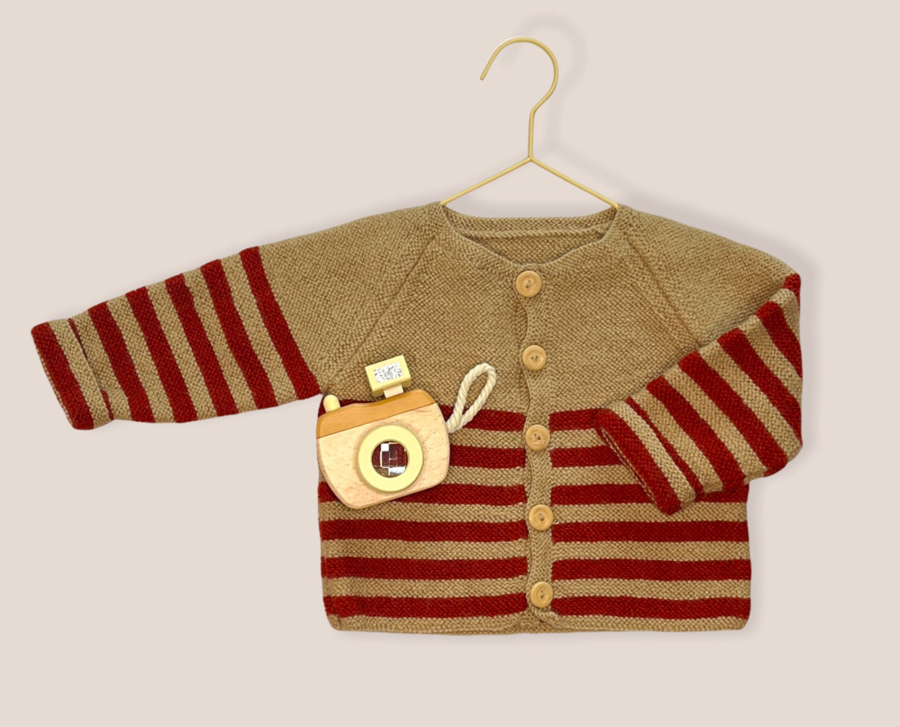 Hand-Knit Striped Cardigan (80-86)