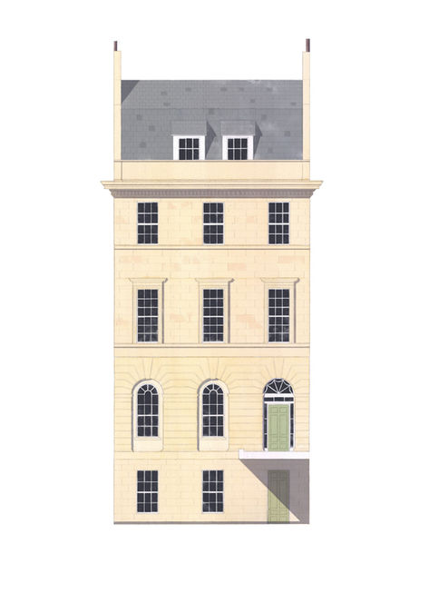 Watercolor and Design of Bath Townhouse or Terracehouse