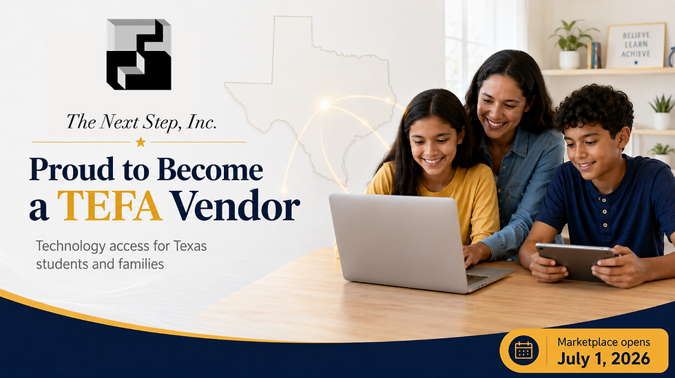The Next Step, Inc. Proud to Become a Texas Education Freedom Account (TEFA) Vendor