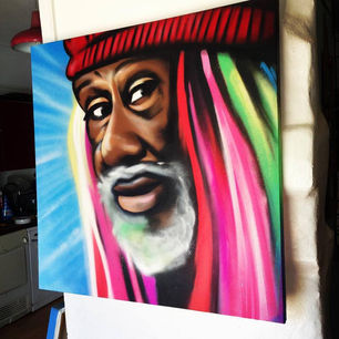 George Clinton portrait by Nik Vaughn - Spray on canvas - Graffiti - 
