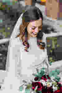 high neck lace long sleeve wedding dress