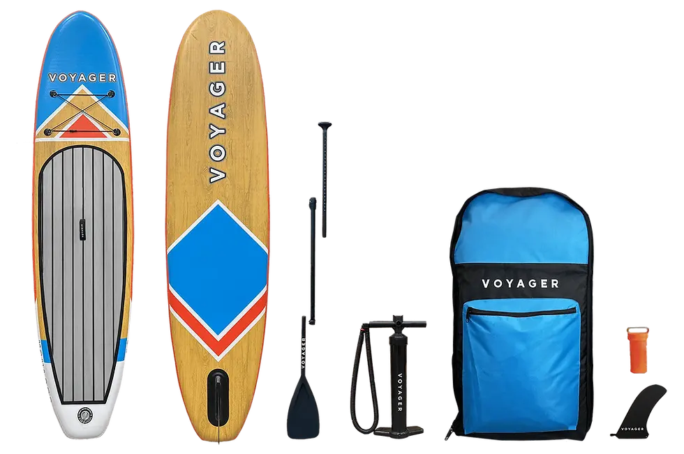 Woodgrain Voyager Inflatable SUP Package