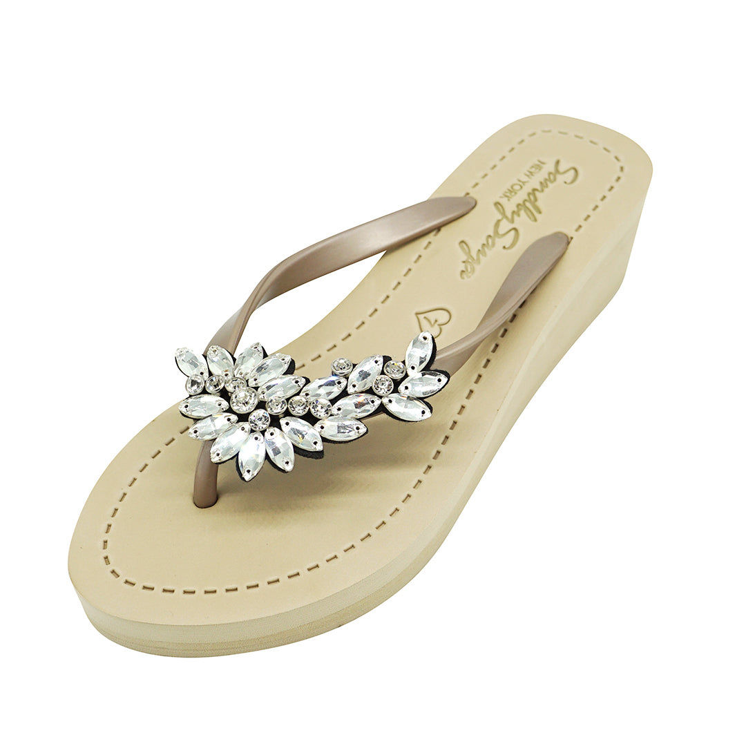 Bloom Crystal Wedge Sandals – Handcrafted in New York, Manhattan Mid Wedge