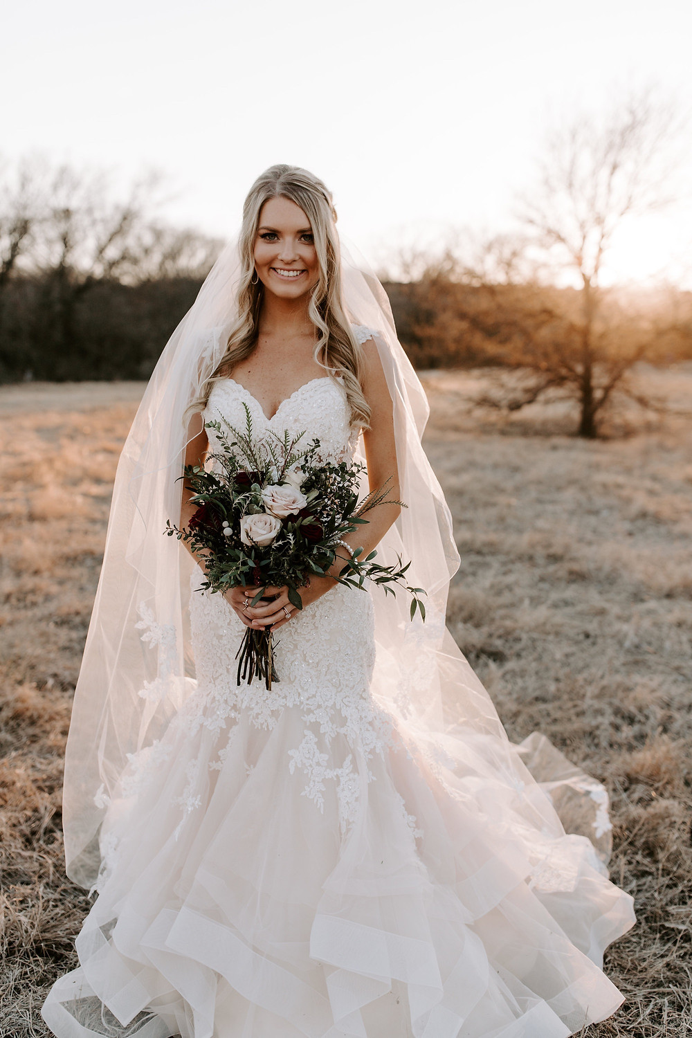 lace mermaid wedding dress with dramatic flare