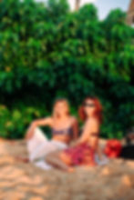 Surfers Zoe McDougall and Karina Rozunko.