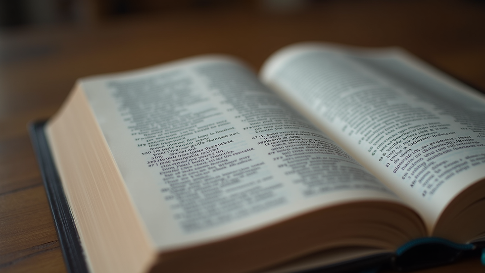 Close-up view of an open Bible with highlighted verses