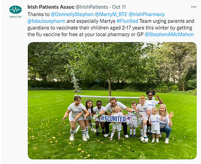 Irish Patients Association Tweet Thanking Participants of Flunited Launch