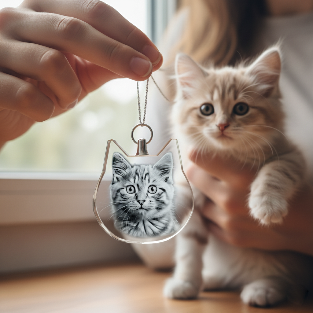 2D Crystal Cat Necklace