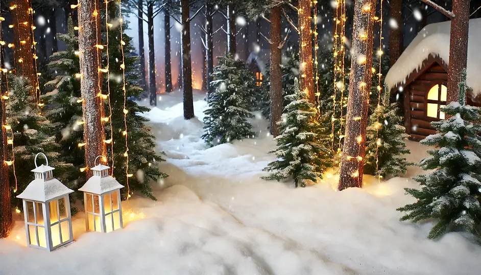 DALL·E 2024-10-13 22.29.25 - A realistic forest scene during Christmas time, with snow-cov