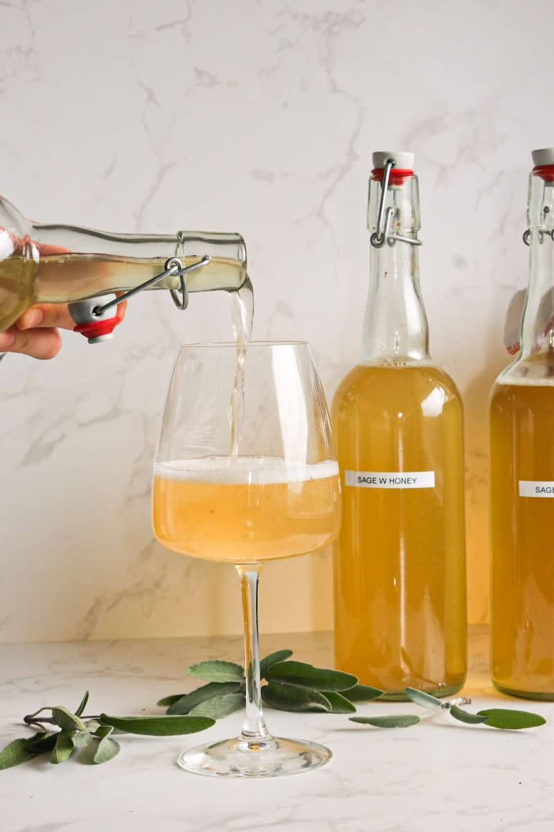 Freshly fermented non-alcoholic drink bottled and ready for the table