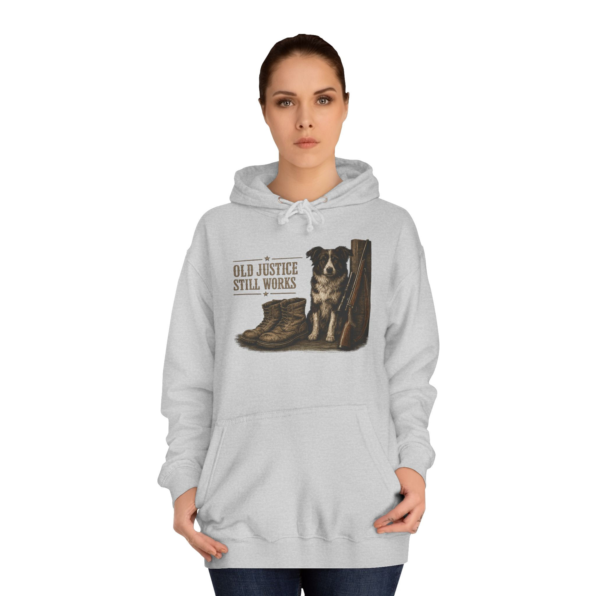 Old Justice Hoodie — Vintage Boots & Loyal Dog College Sweatshirt