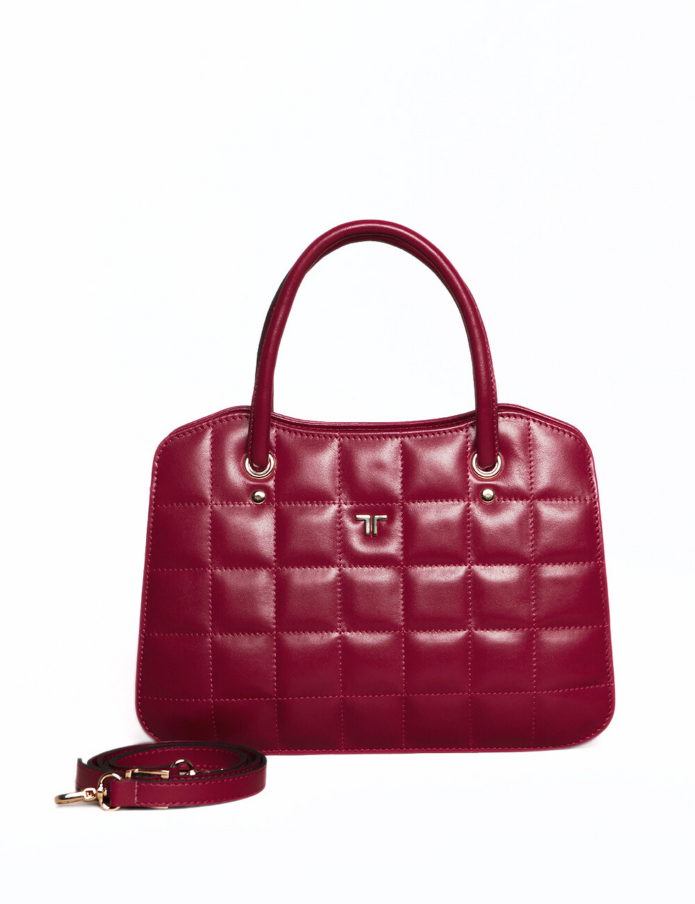 Küçük resim: Plaid Bag Kırmızı Kapitone Deri Omuz Çantası