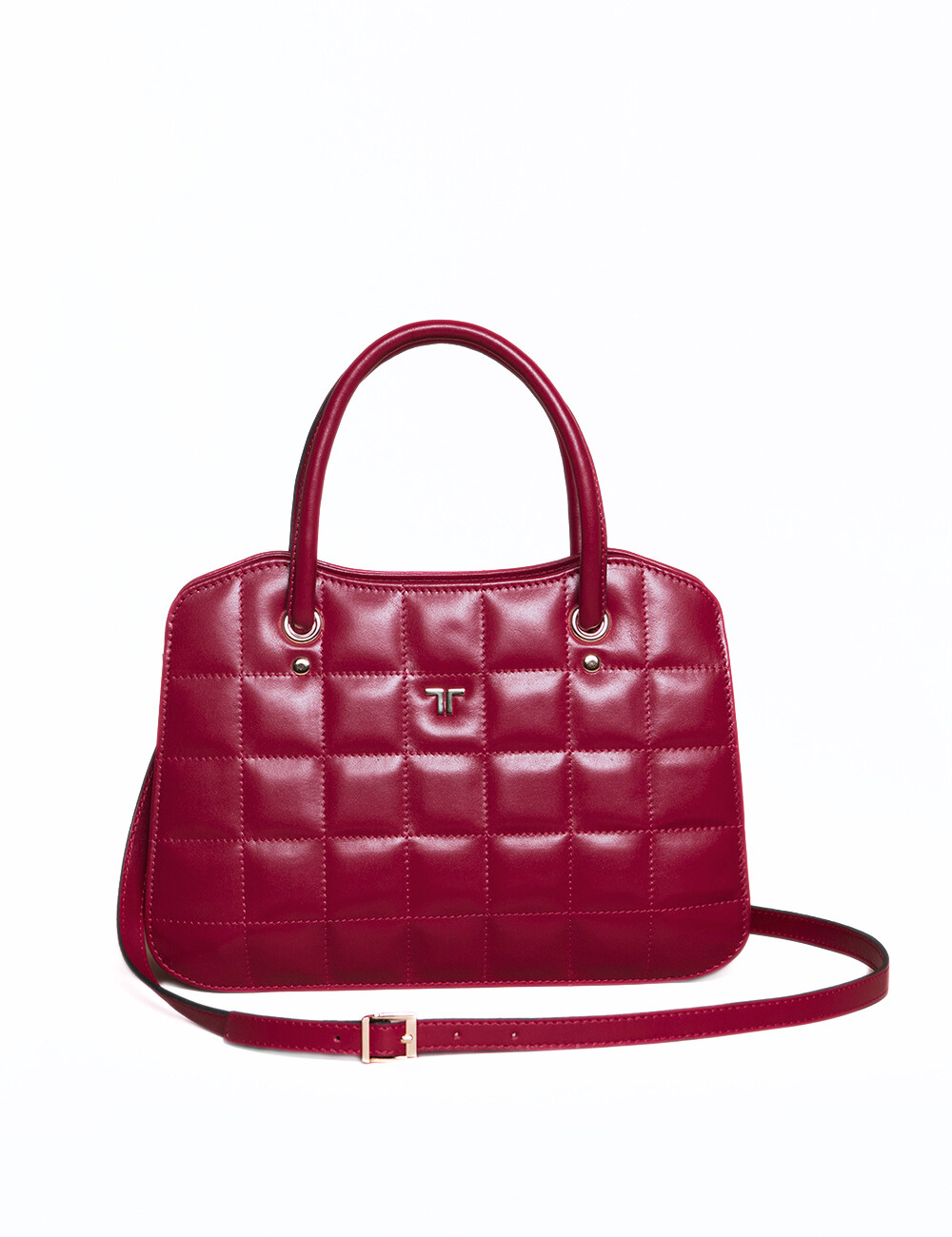 Plaid Bag Kırmızı Kapitone Deri Omuz Çantası