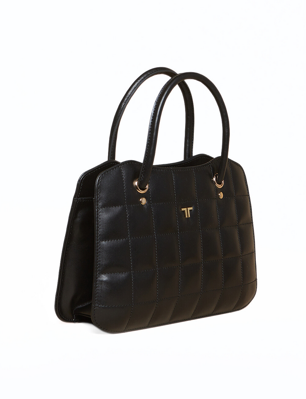 Küçük resim: Plaid Bag Siyah Kapitone Deri Omuz Çantası