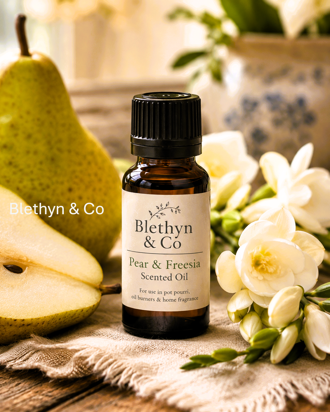 English pear and freesia scented oil 15ml bottle