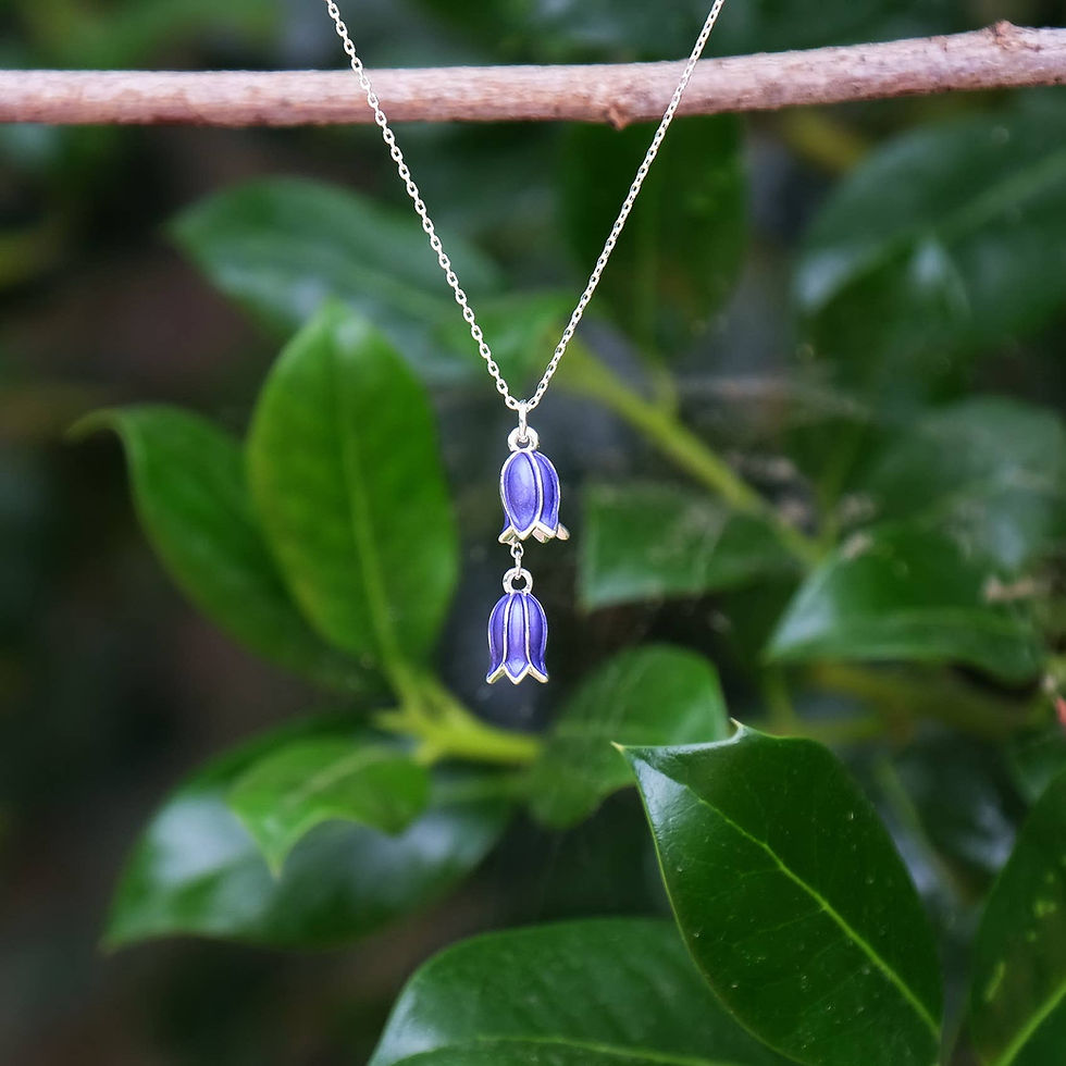 Hand-enamelled silver-plated bluebell pendant necklace