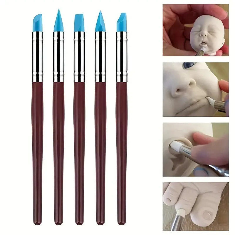 Professional Silicone Sculpting Tool Set - 5pc Heat-Safe Reborn Doll Supplies UK