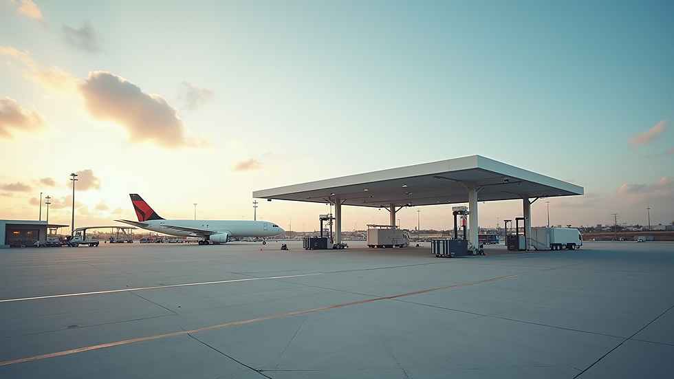 Vista aérea de una estación de servicio con tanques de combustible