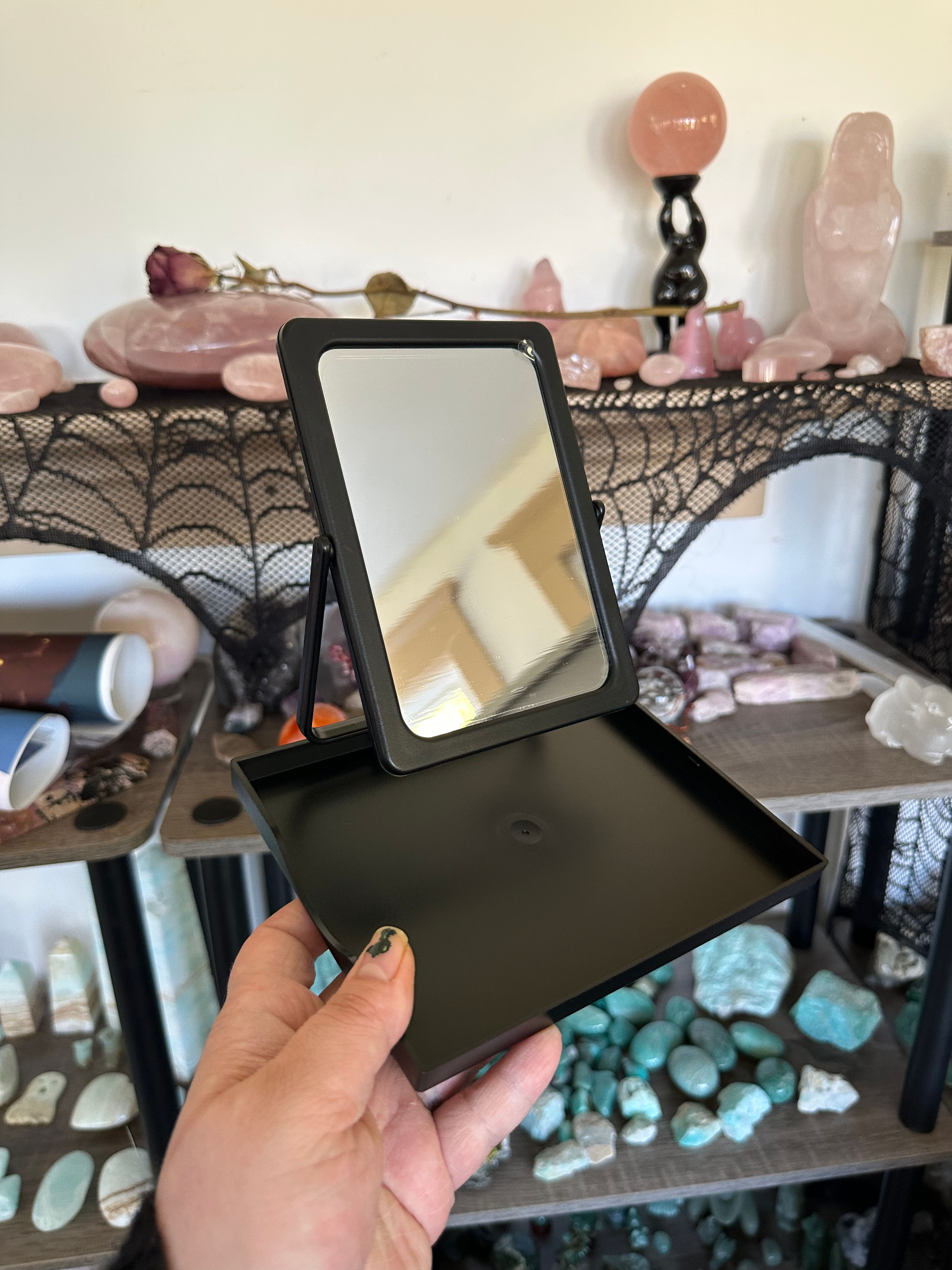 Mary Kay folding makeup mirror with stand and storage tray. Includes: • Adjust