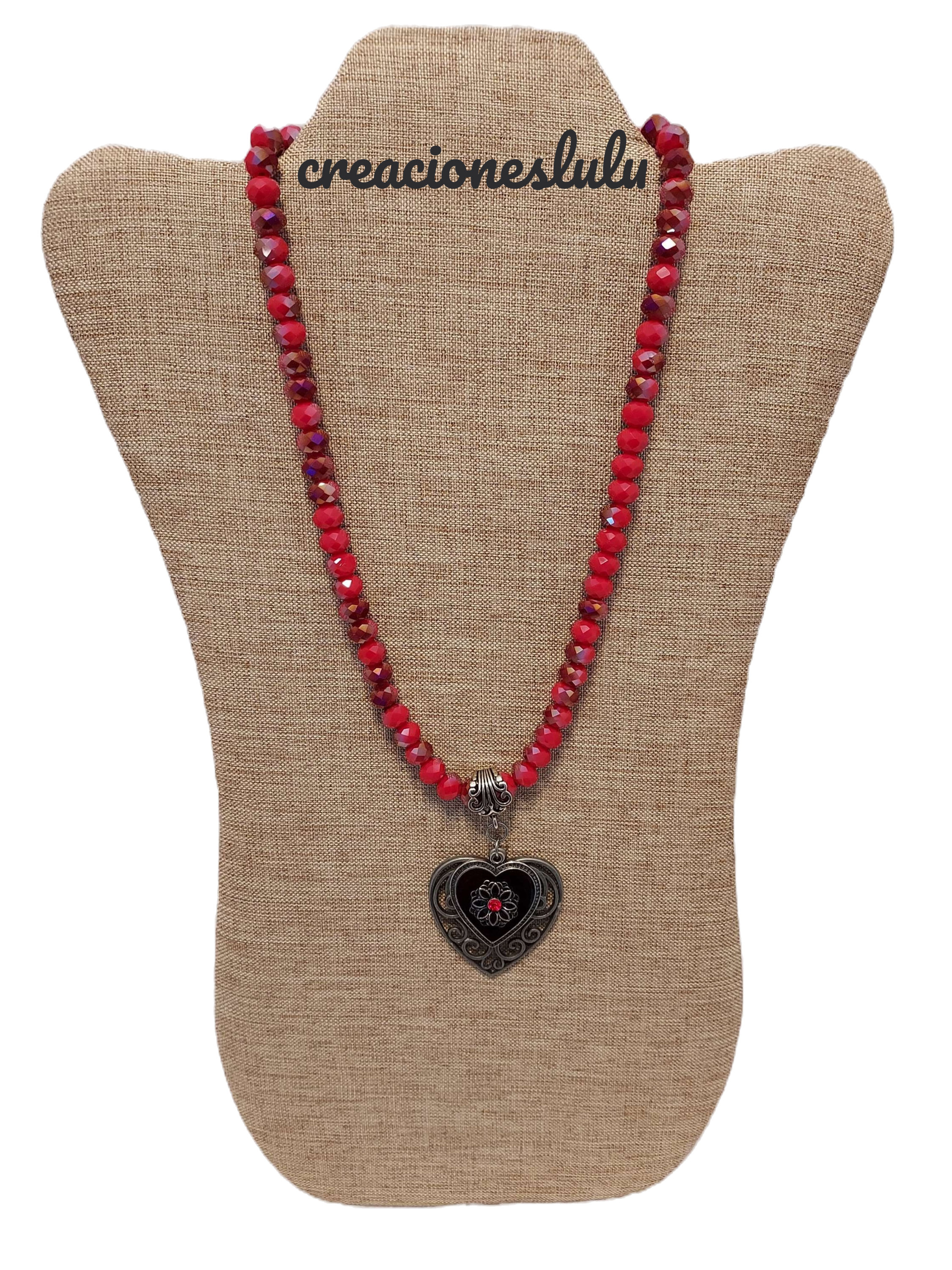 Two hearts red necklace