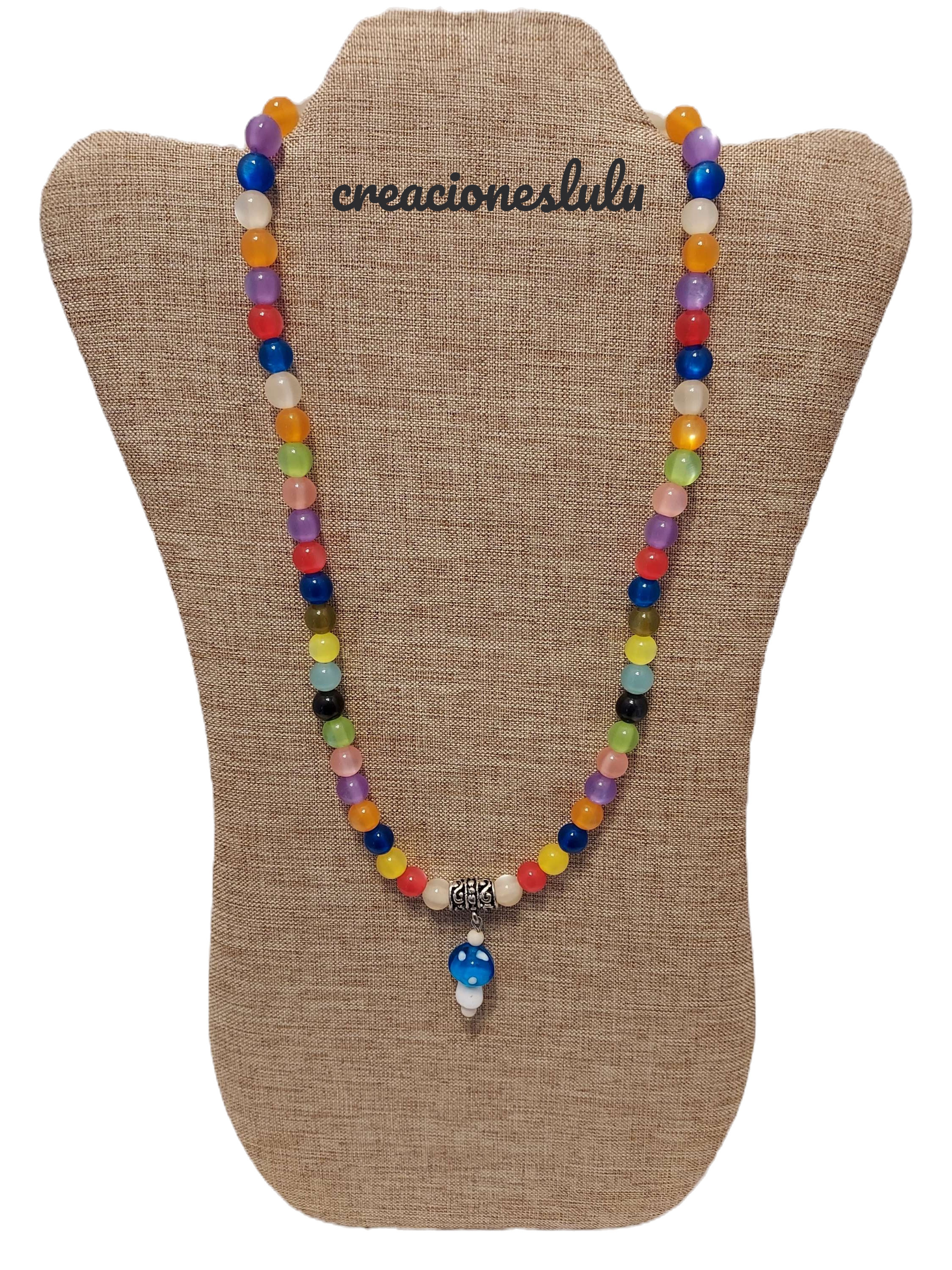 Blue mushroom necklace (colors)