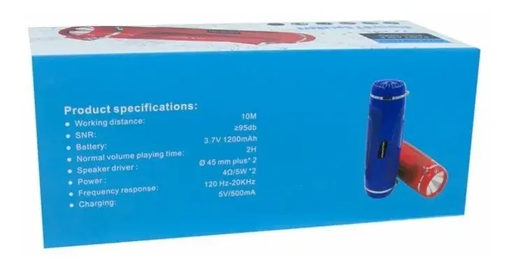 Caixa De Som H’maston Yx-601 Com Lanterna Portátil Bluetooth