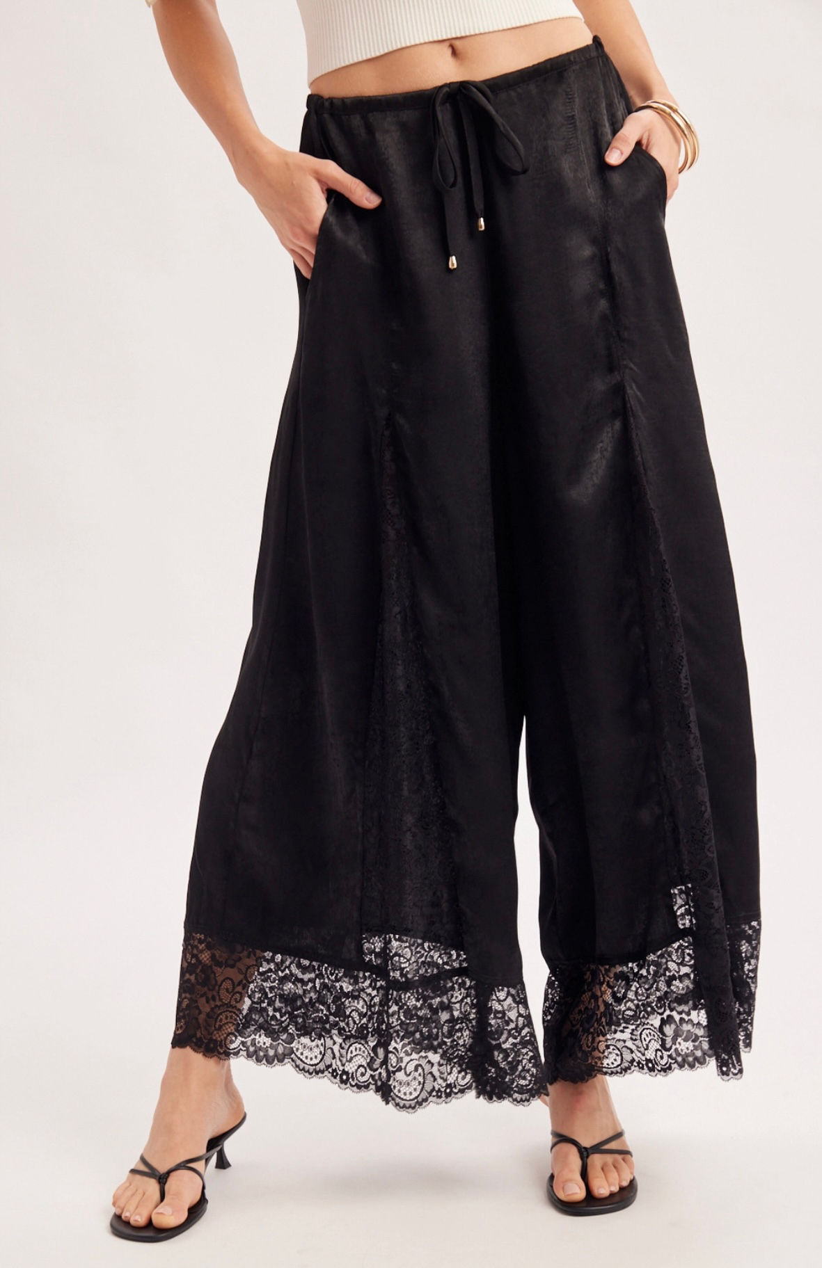  Stacy Satin Lace Palazzo Pant