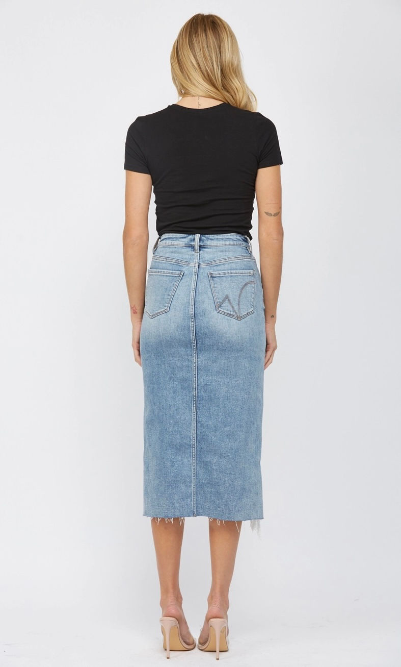 Thumbnail: Mica Denim Skirt With Flair