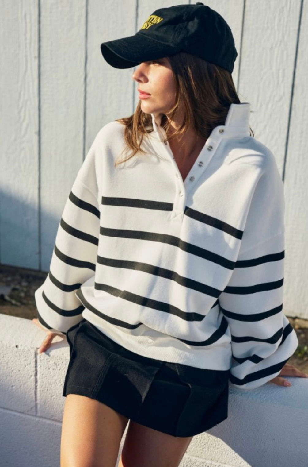 Jackie Black Stripe Sweatshirt