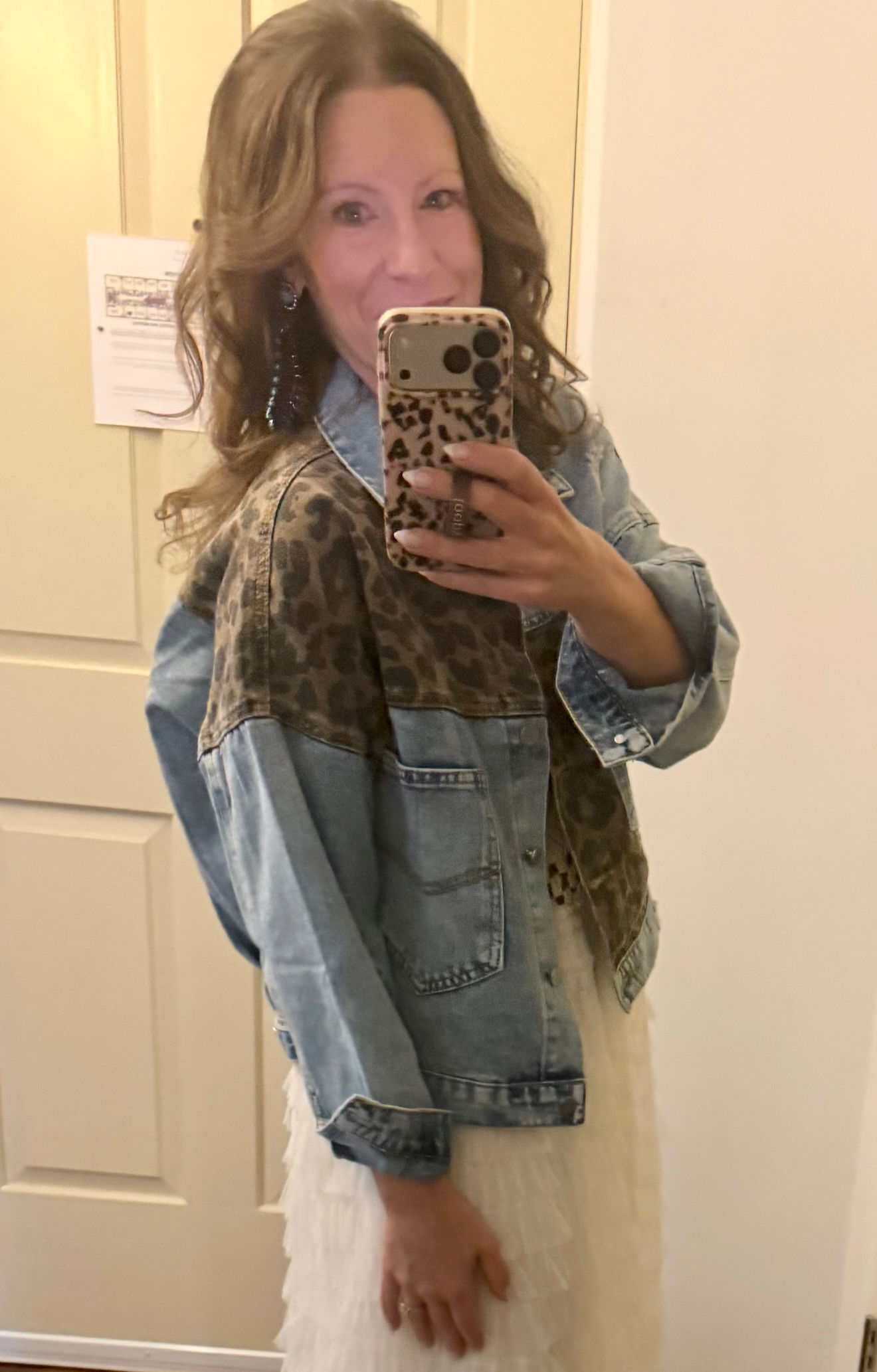 Mixed Animal Print Denim Jacket