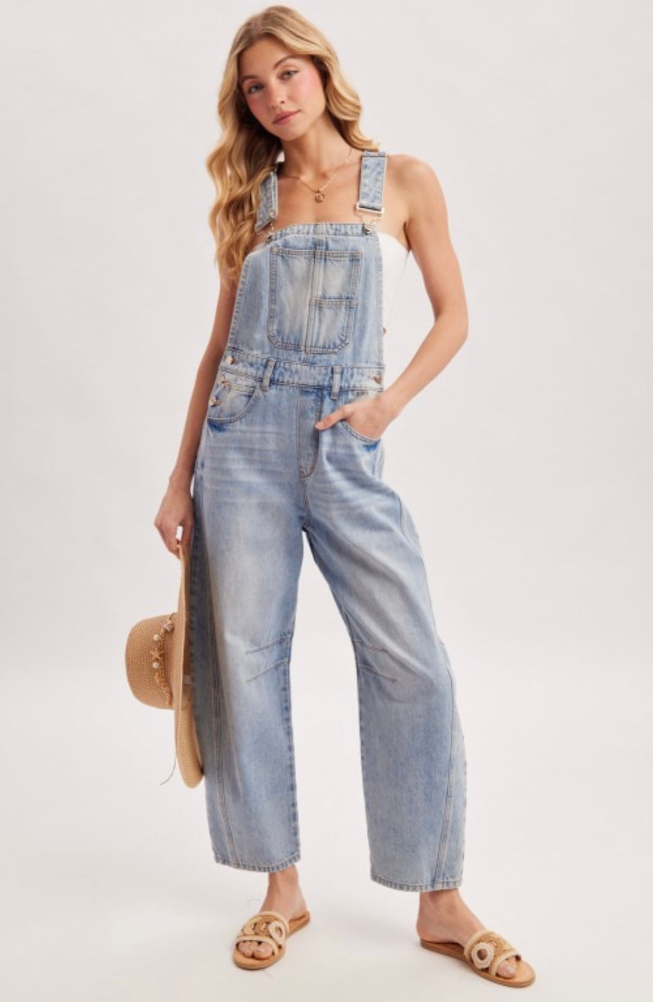 Thumbnail: Olivia Barrel Denim Overalls