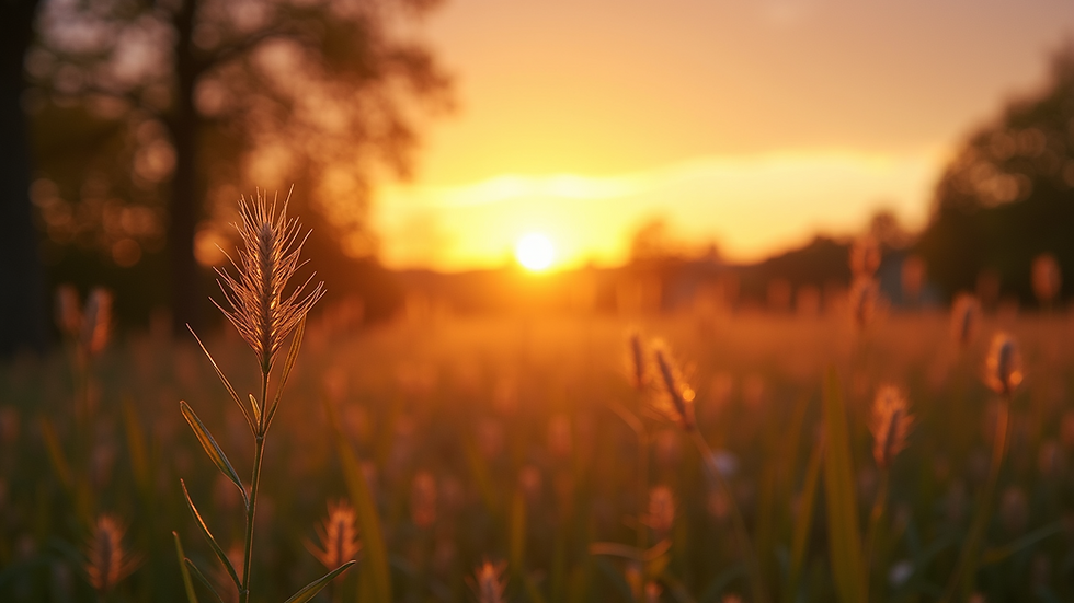 Wide angle view of a peaceful sunrise in nature