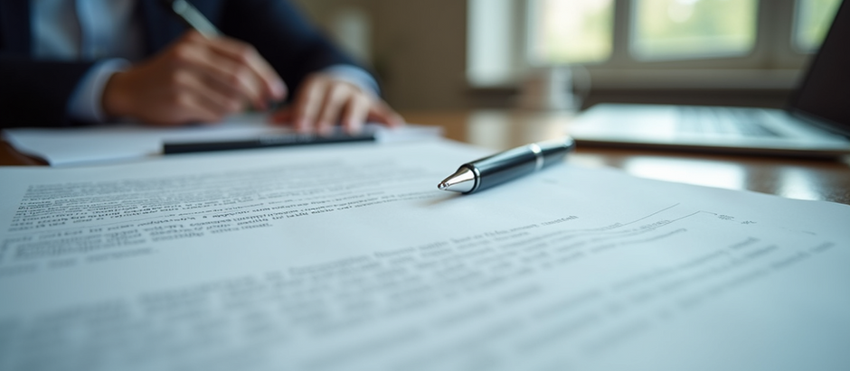 Close-up of legal documents with a pen on top, symbolising family law, mediation, and strategic planning support