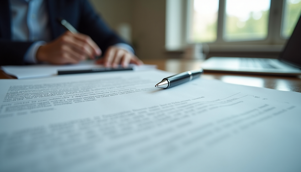 Close-up of legal documents with a pen on top, symbolising family law, mediation, and strategic planning support