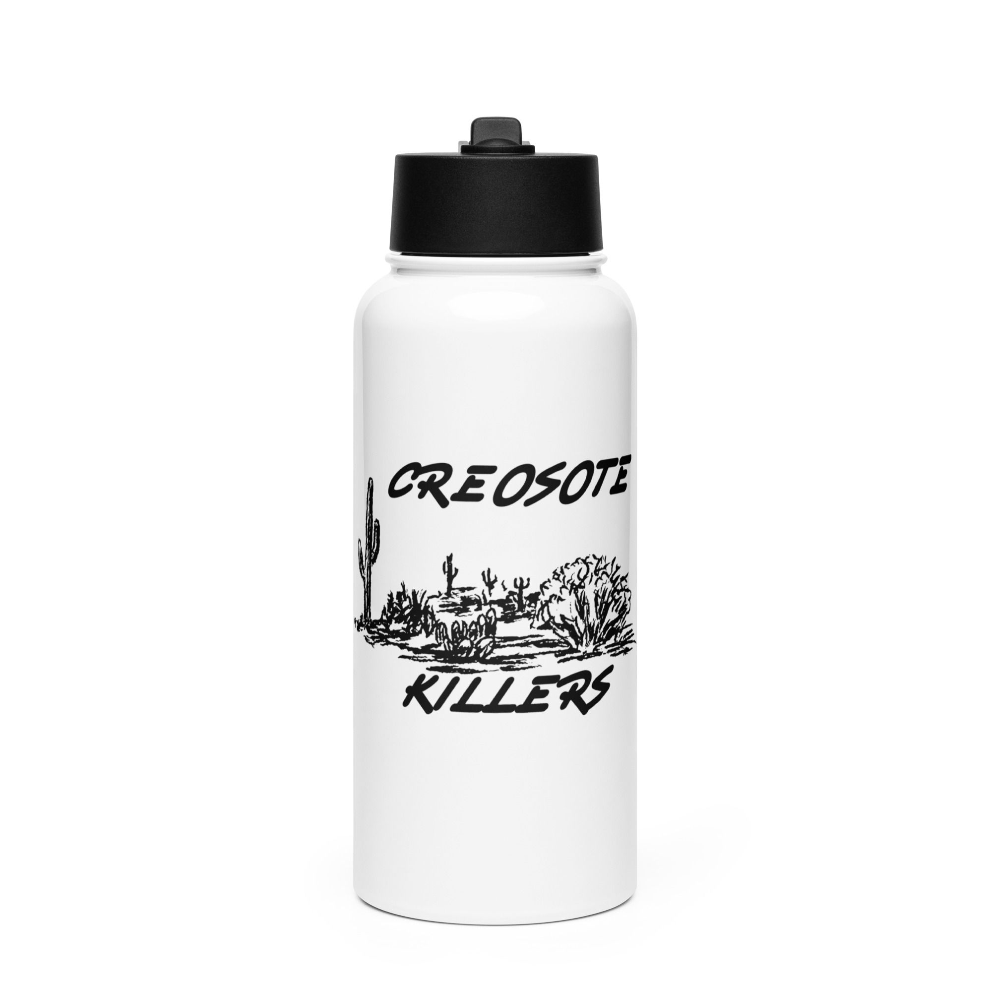 Stainless steel water bottle with a straw lid