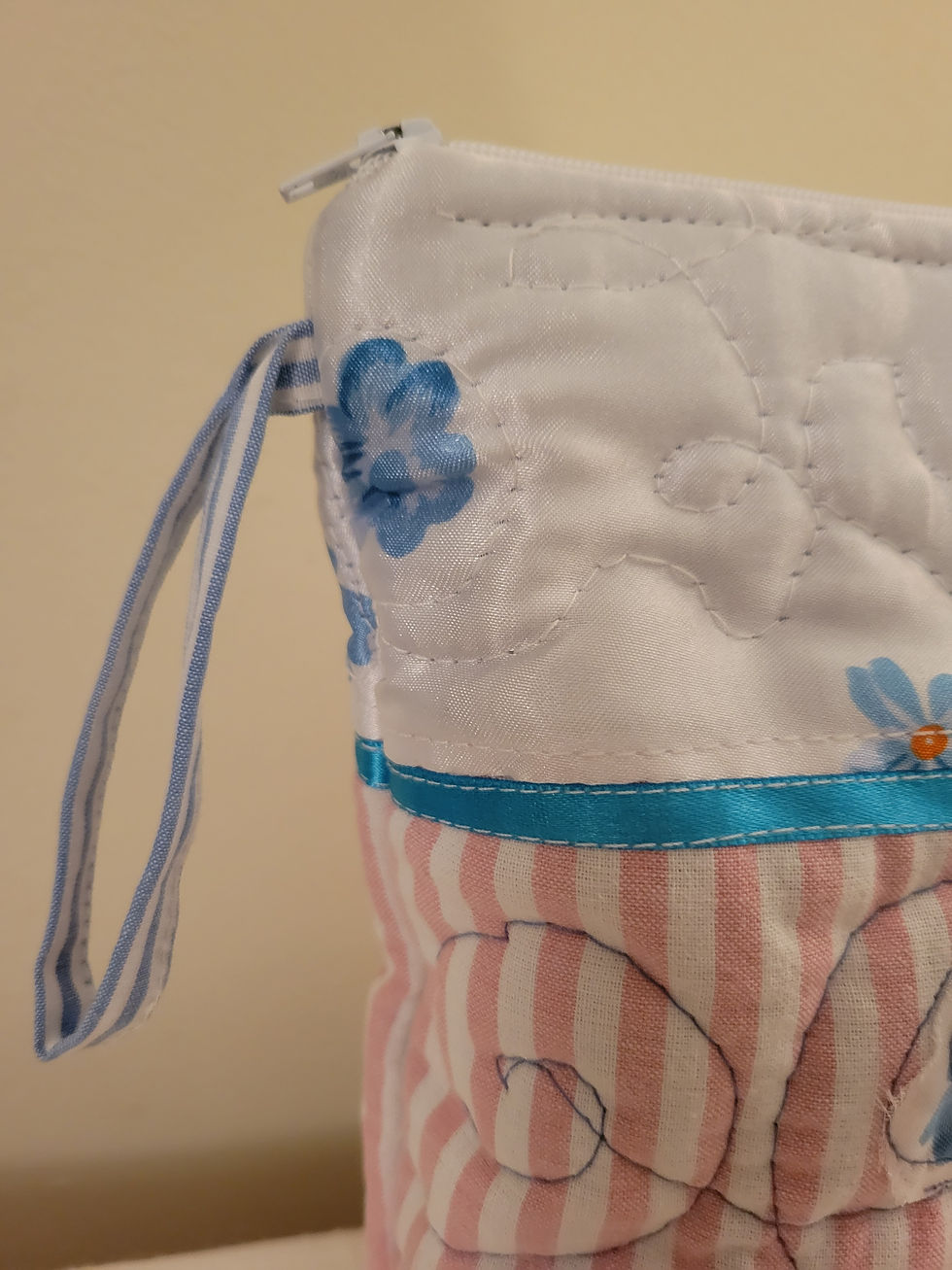 Thumbnail: Pink and Blue Travel  Make Up Bag Pouch Necessaire