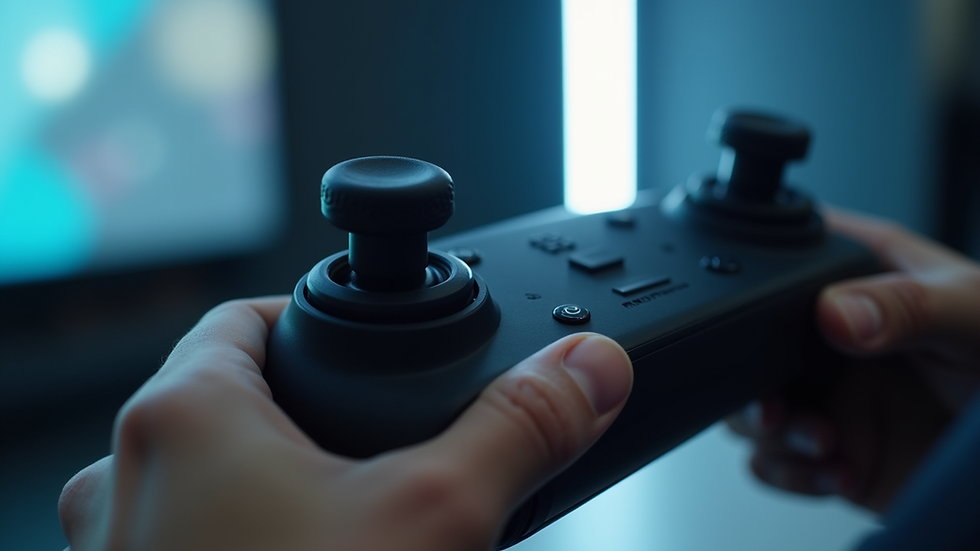 Close-up view of a VR controller in use during a training session