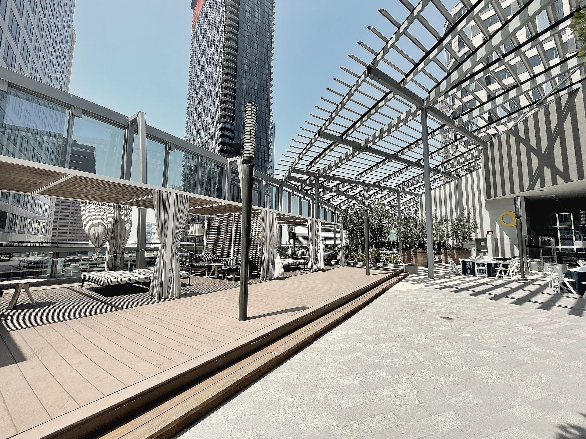 View of the cabanas and No Dive Restaurant & Bar