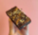 Image of single protein brownie with blurred background