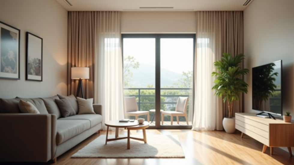 Eye-level view of a modern sliding door in a bright living room