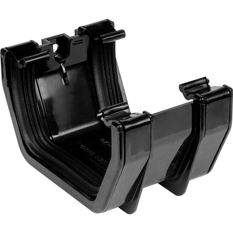 Square Rainwater 112mm Gutter Union Bracket Black