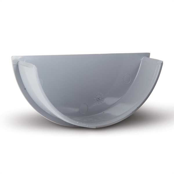 Half Round Rainwater 112mm Gutter Internal Stop End Grey