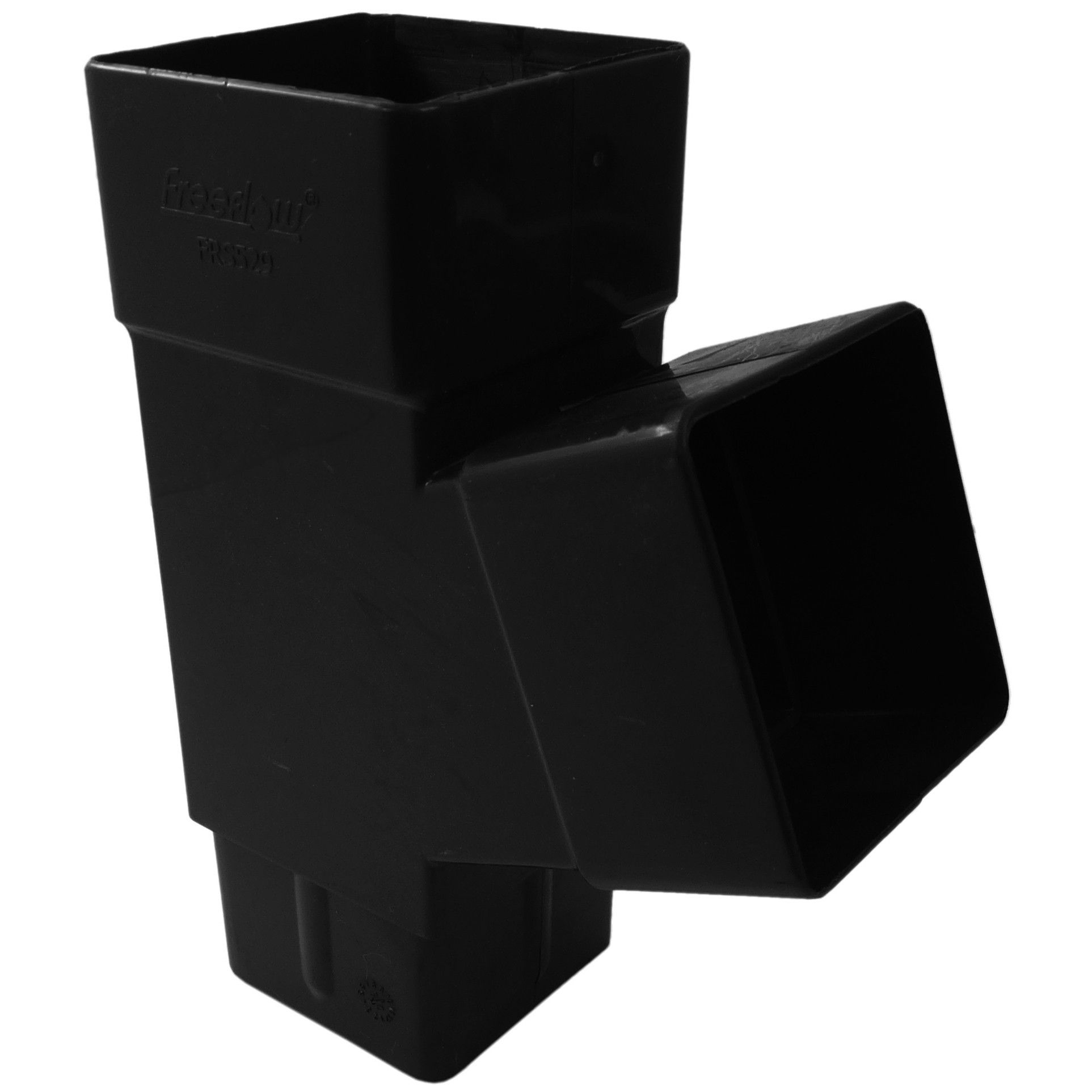 Square 65mm Rainwater Downpipe 112 Degree Branch Black