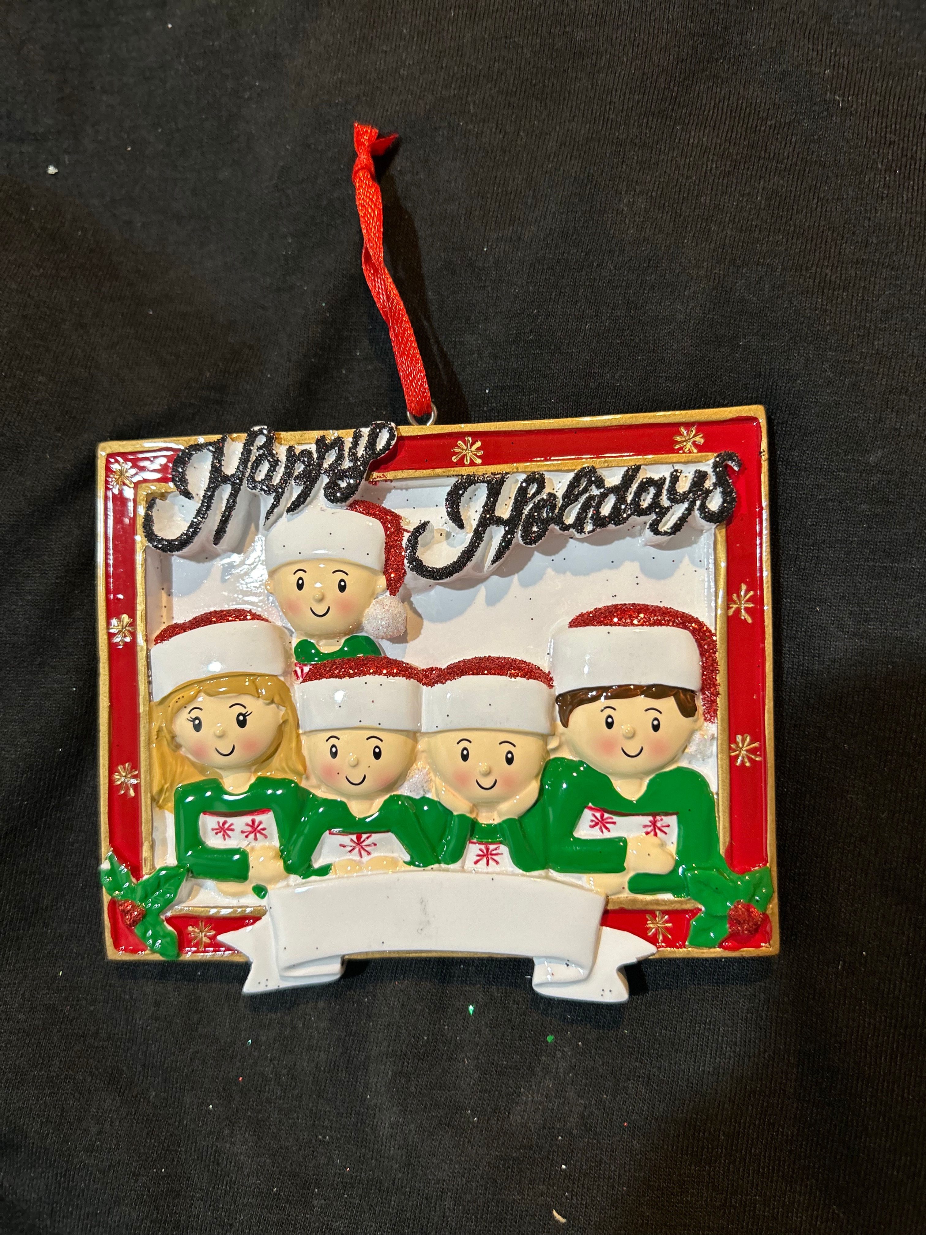 FAMILY OF 5 IN HOLIDAY FRAME