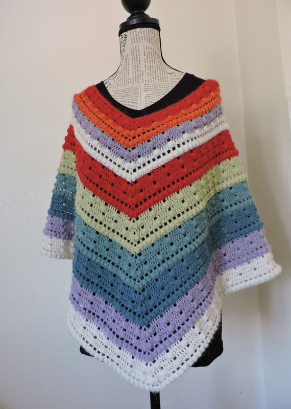 Poncho multicolore pur alpaga