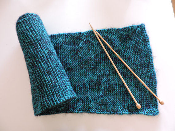 echarpe bleue-noir merinos-mohair
