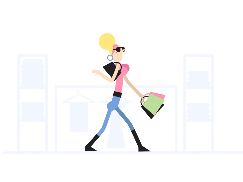Animation einer Frau beim shoppen